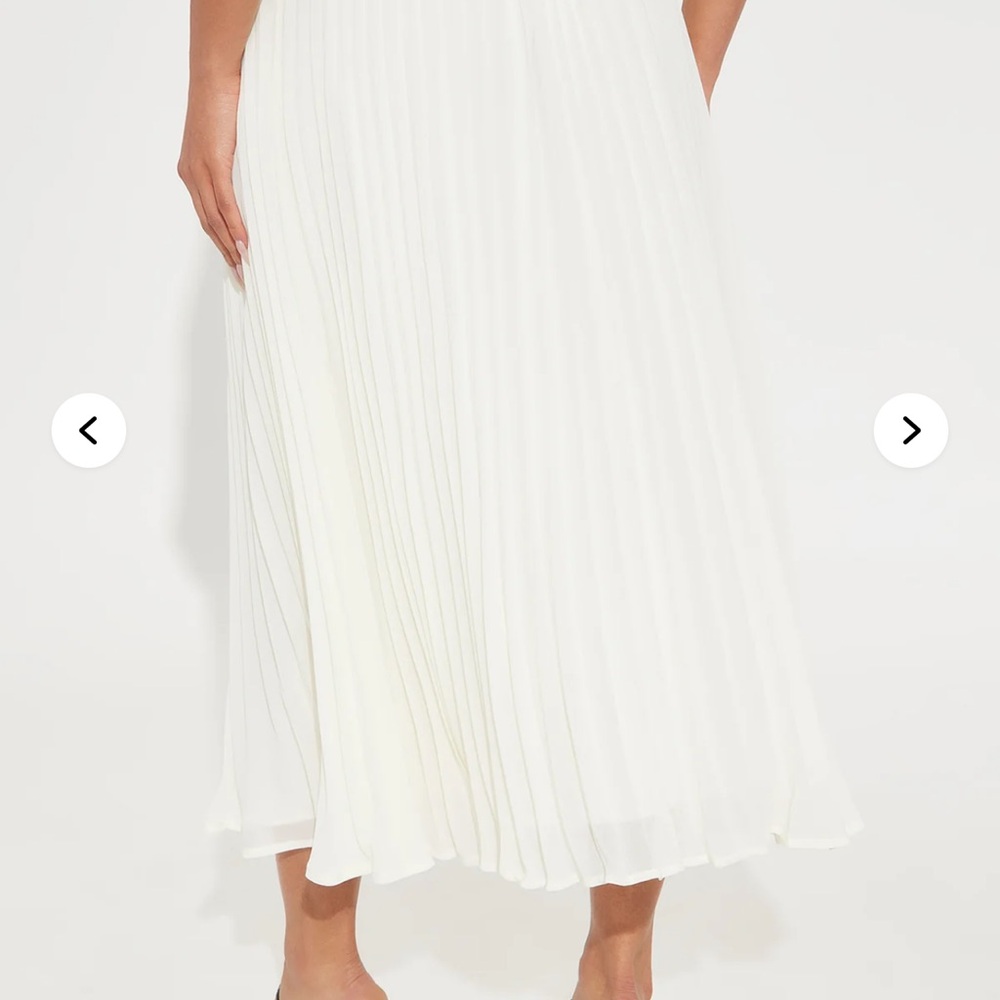Pleated Chiffon Midi Skirt - Off White - Picture 3 of 3